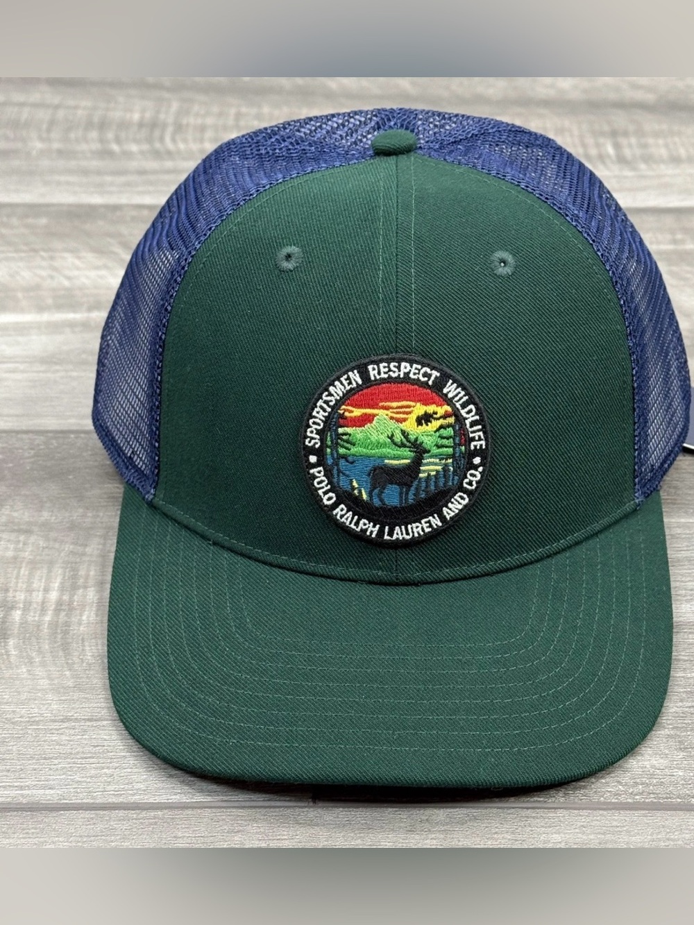Polo Ralph Lauren Men Logo-Patch Twill Trucker Ball Cap Hat Navy Green NWT